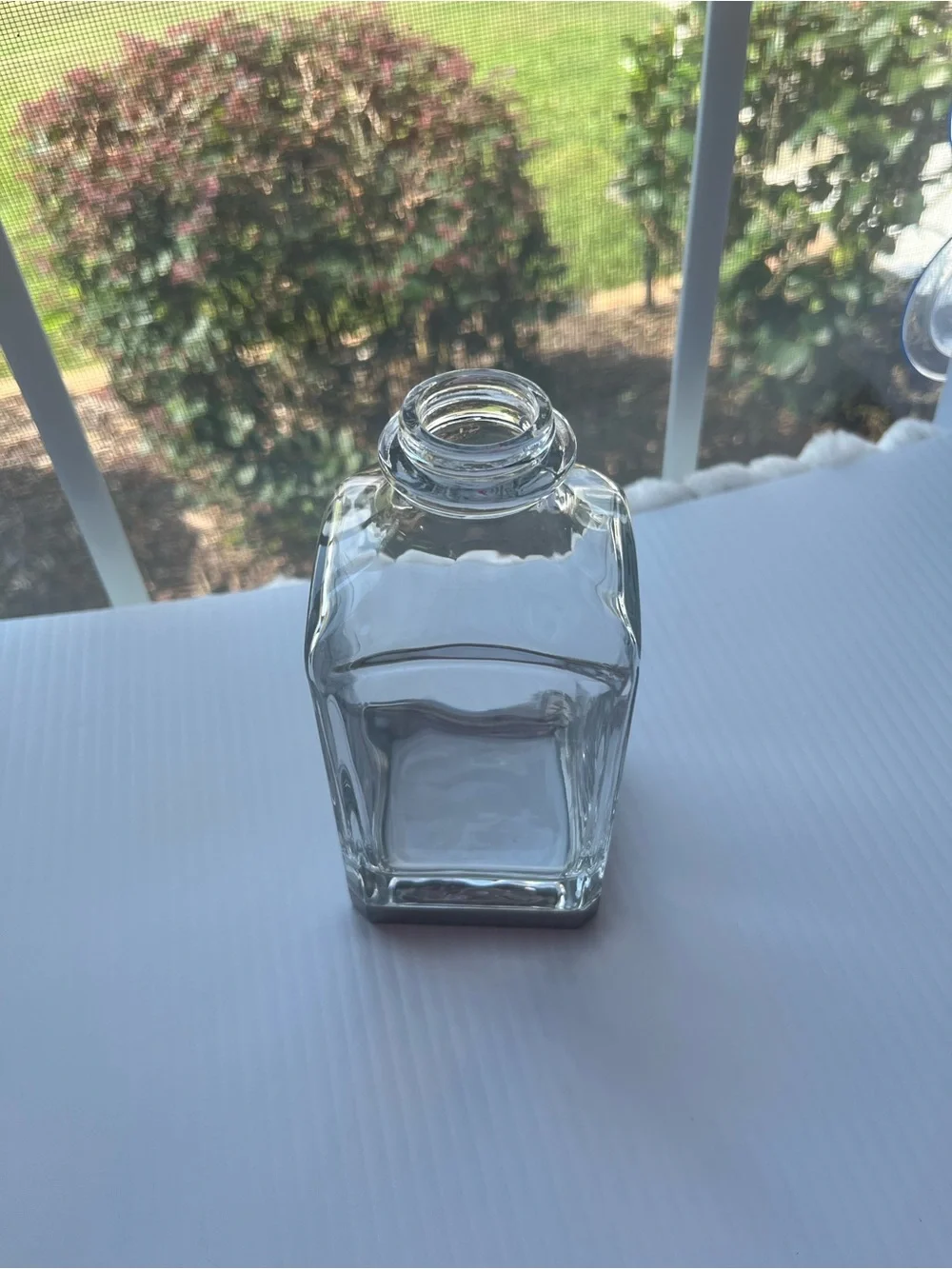 Clear Glass Decorative Bottle Decanter Silver Base No Stopper